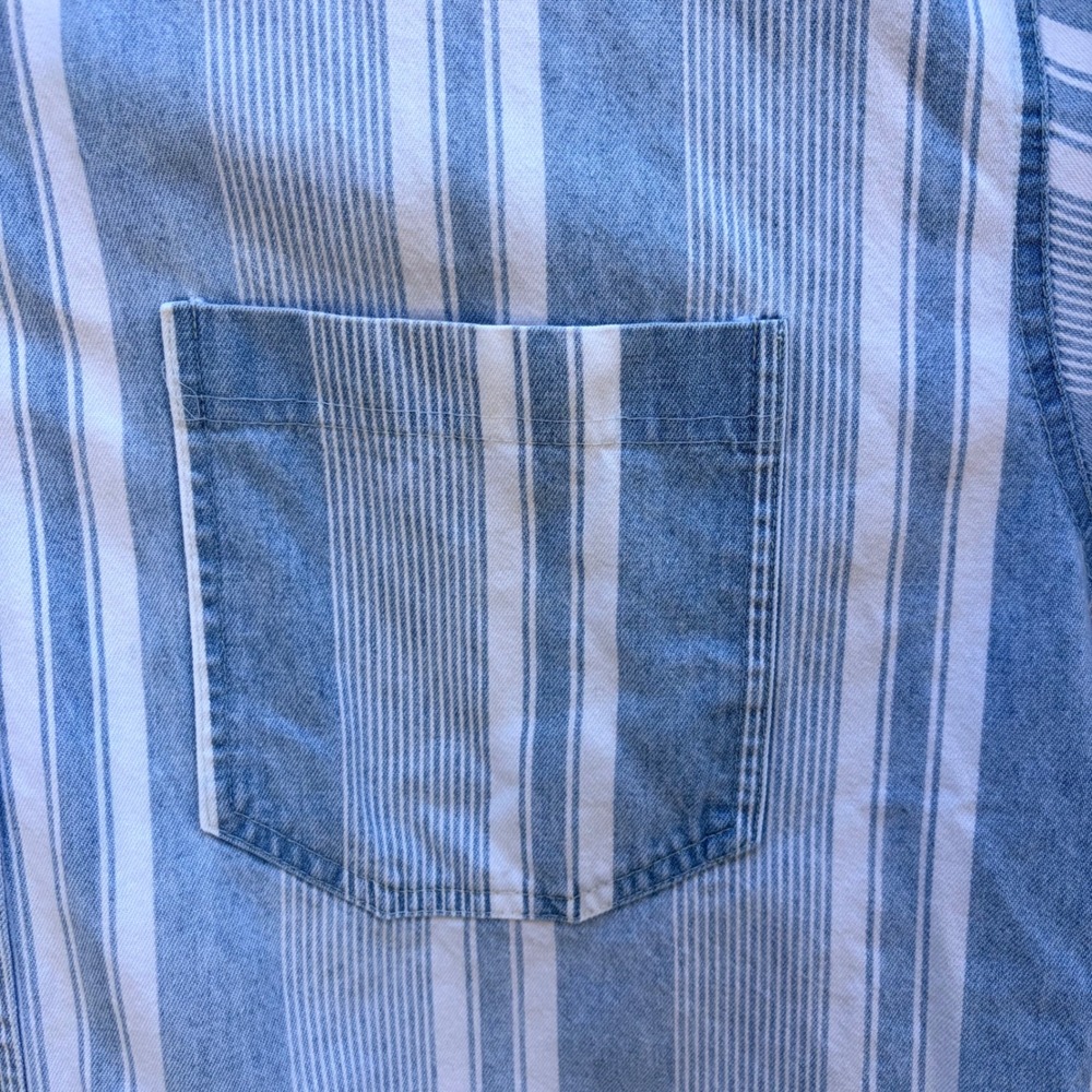 Vintage Exit Button Down Mens XL Blue Striped Denim Shirt Long Sleeve Western - Picture 6 of 9